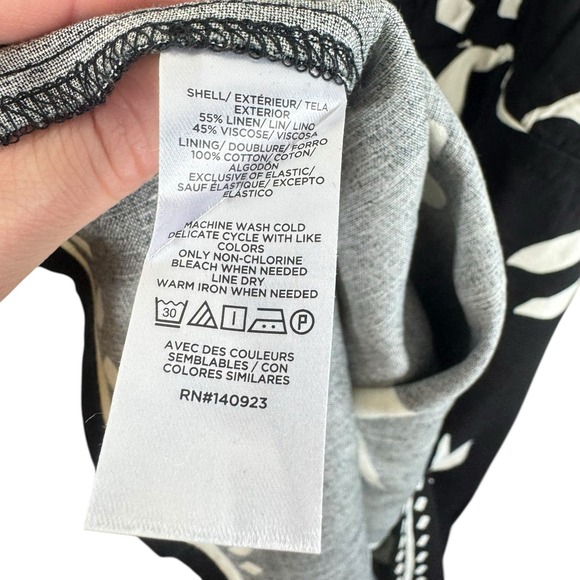 LOFT NWT Fern Linen Blend Black White Halter Lined Mini Dress Size 14 - Picture 10 of 10